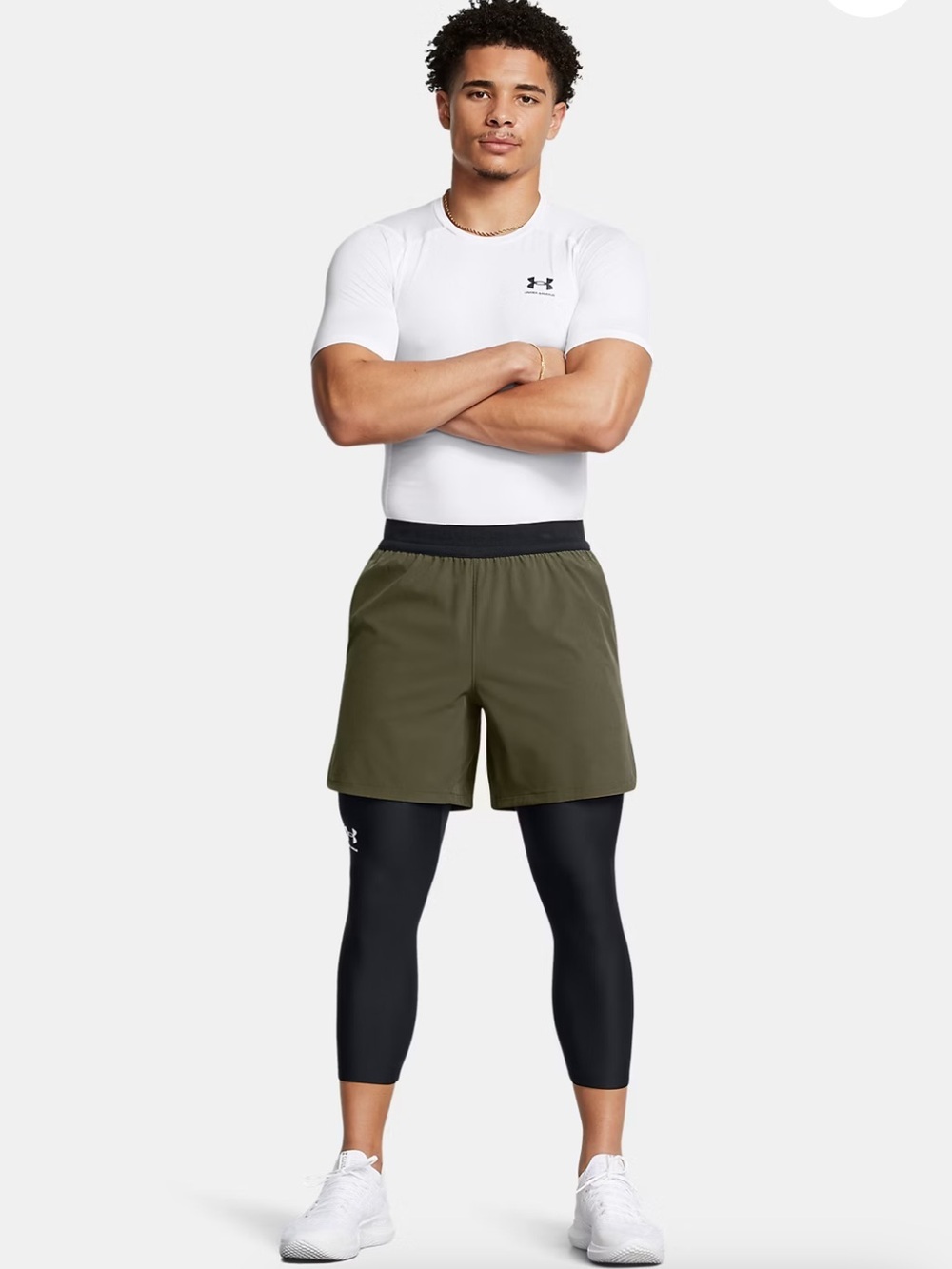 Under Armour black mens compression 3/4 legging heat gear size SM new